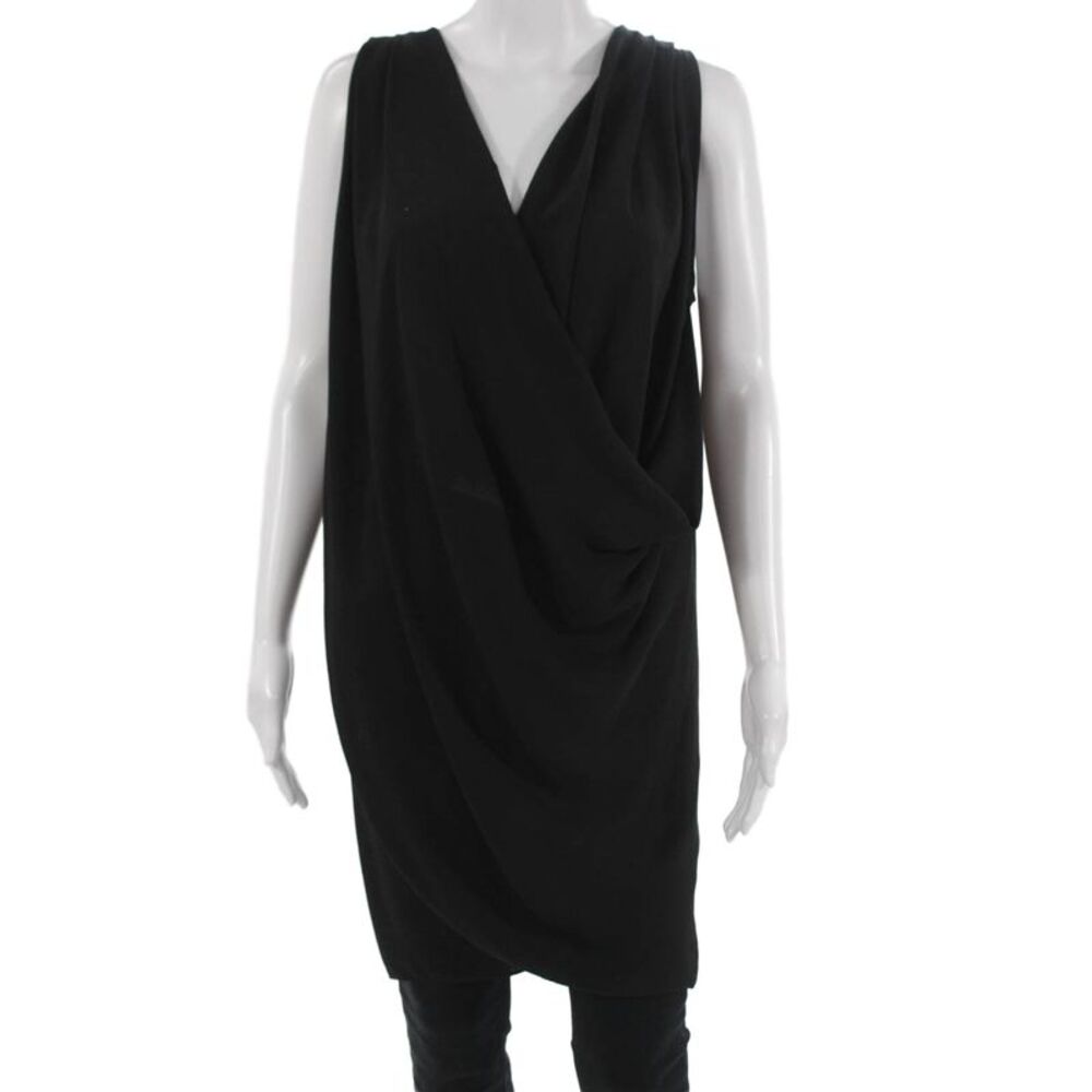 James Lacroix Women Wrap Dress Black Sleeveless Polyester Size M